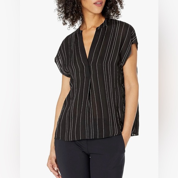 Vince Tops - Vince Womens Drapey Stripe Sleeveless Band Collar Top. Size S  NWT